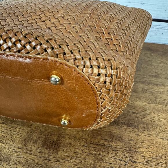Eric Javits New York Tobacco Brown Woven Straw Leather Shoulder Handbag Purse - Picture 8 of 12